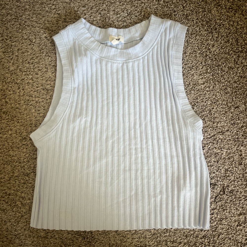 Aerie Light Gray Ribbed Crop Top